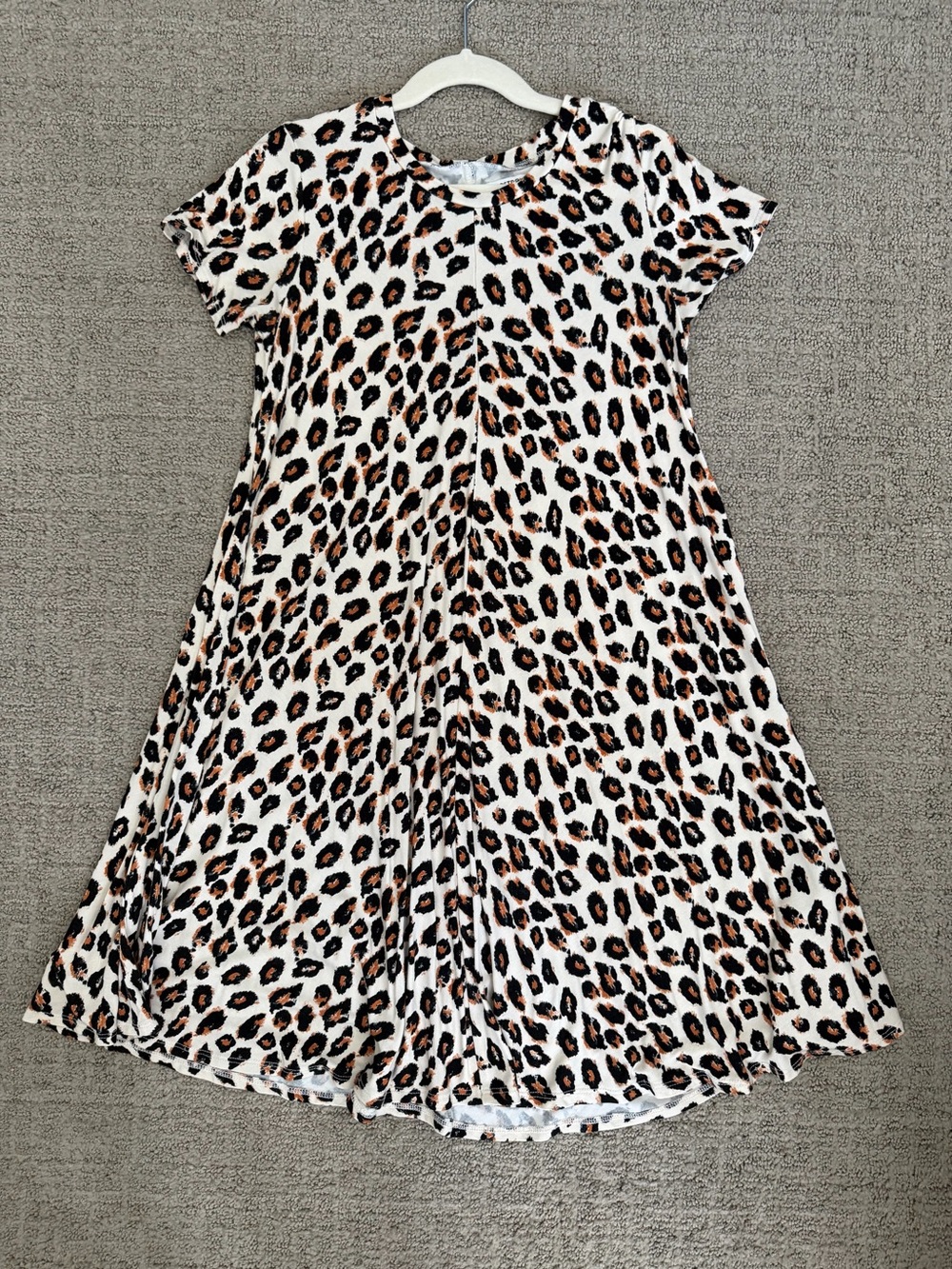 Nordstrom Girls' Leopard Swing Dress - White, Brown & Black